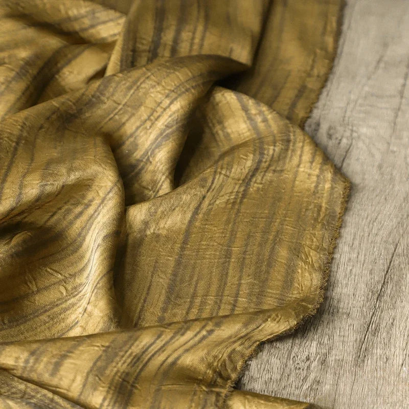 Earthly Yellow Satin Striped Fabric