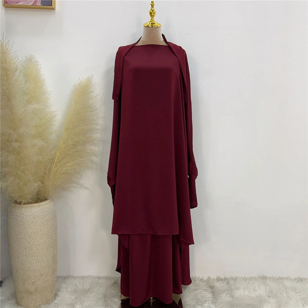 Khimar Abaya 2 Piece Set Elegant Modest Muslim Dress