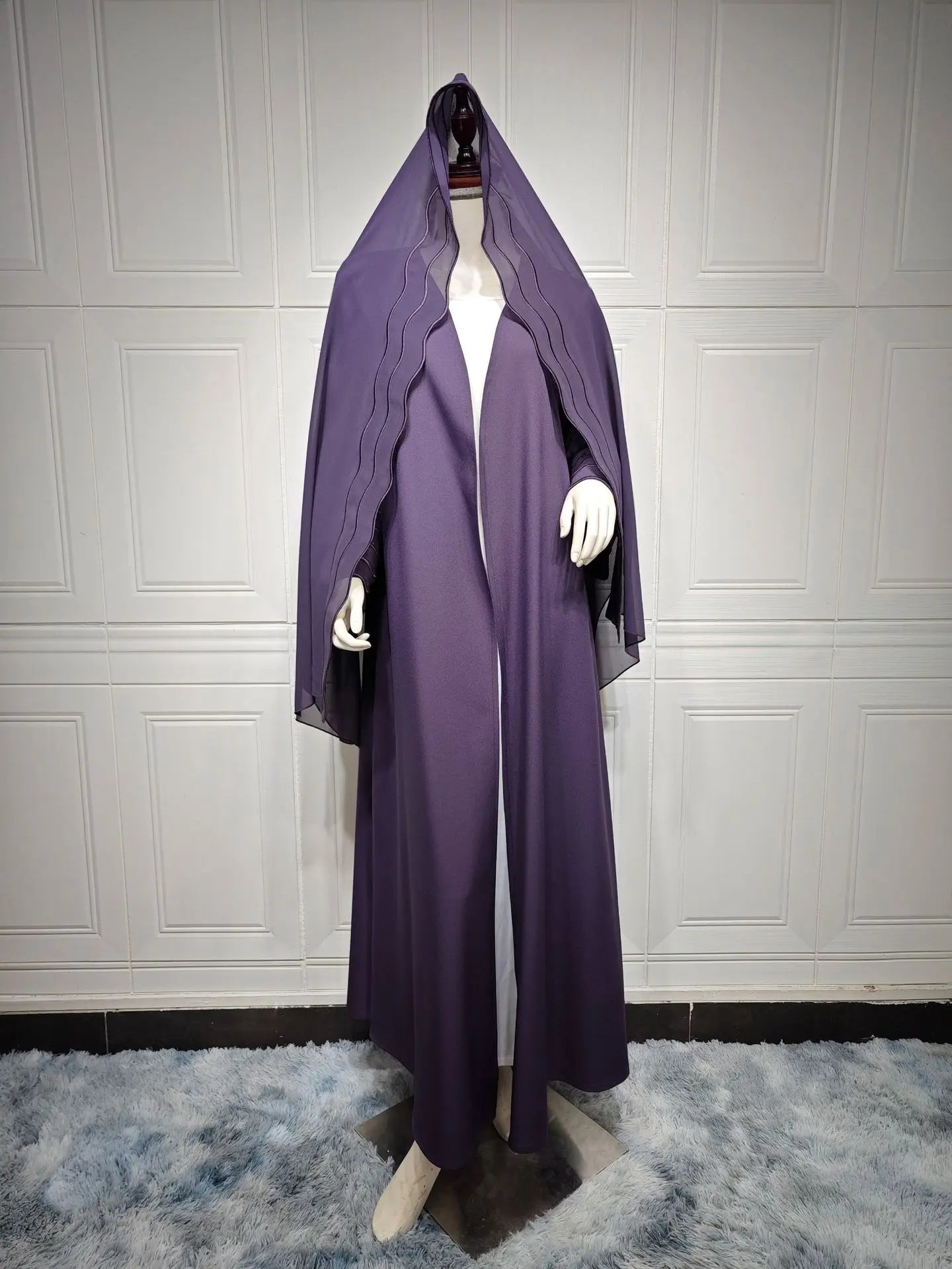 Open Abaya Dubai Style with Scarf