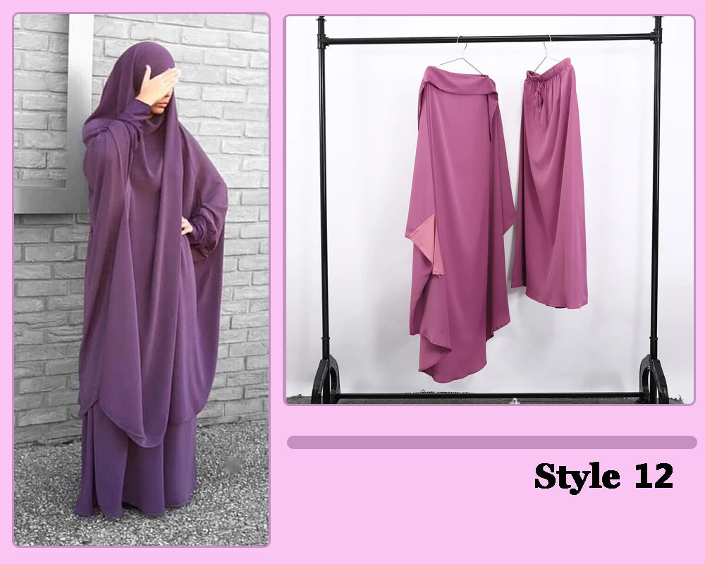 Khimaar Abayah Full Cover 2 Piece Set Muslim Dress