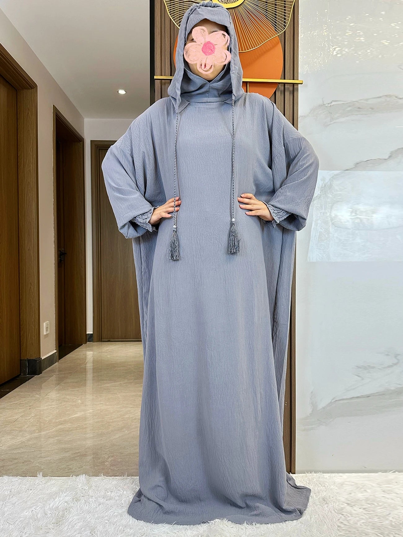 Cotton Abaya Maxi Dress with Hood