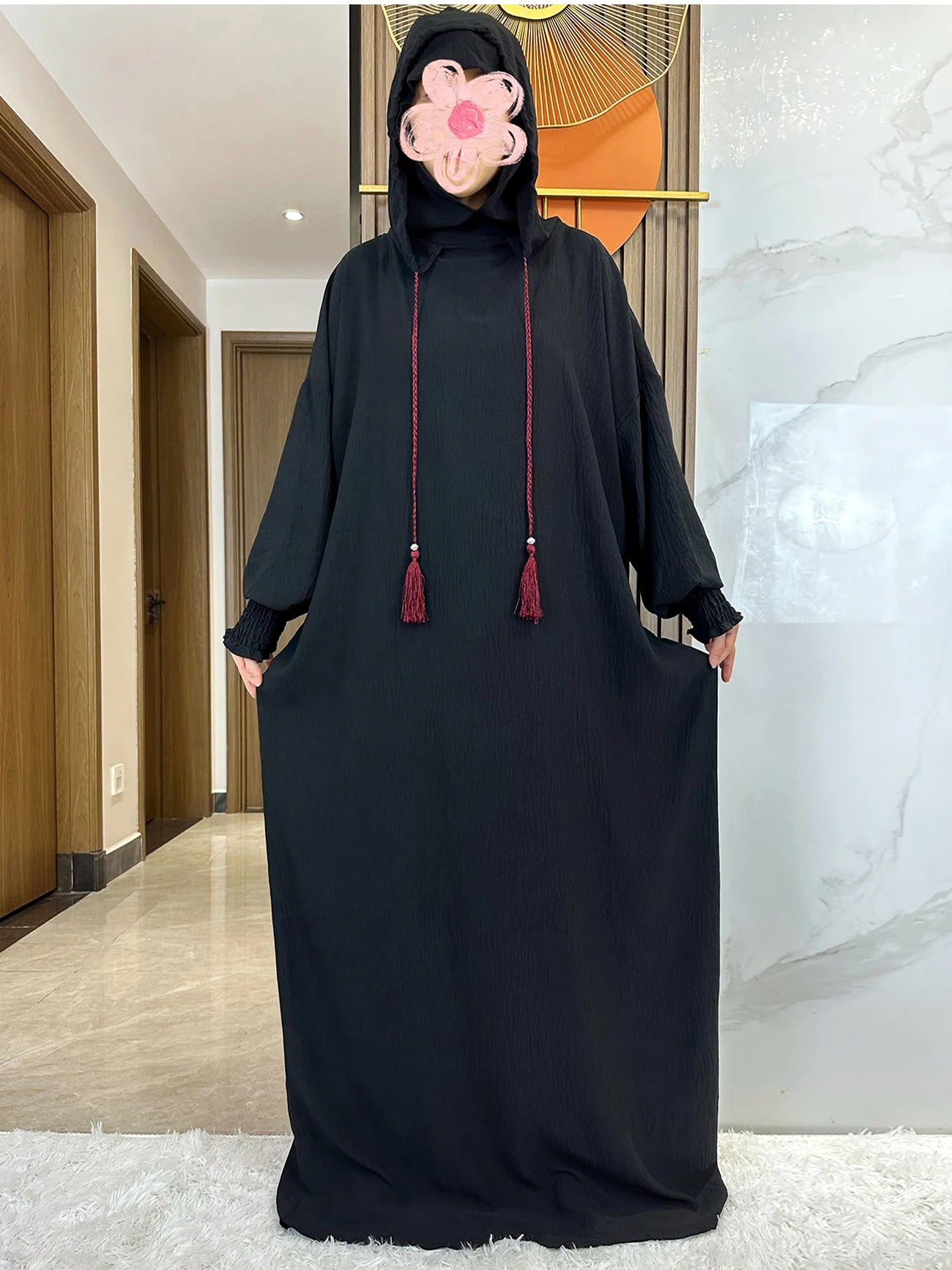 Cotton Abaya Maxi Dress with Hood