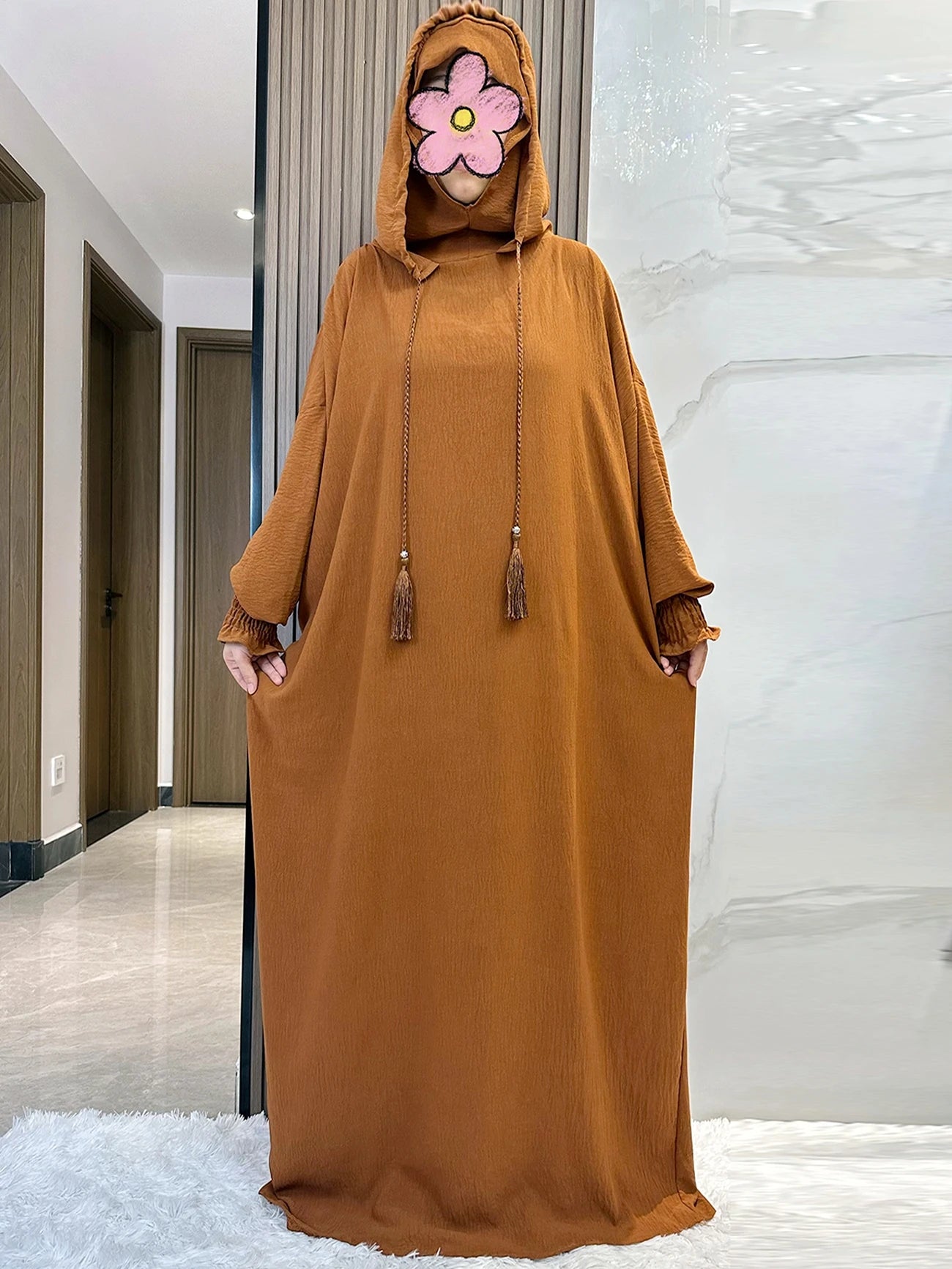 Cotton Abaya Maxi Dress with Hood