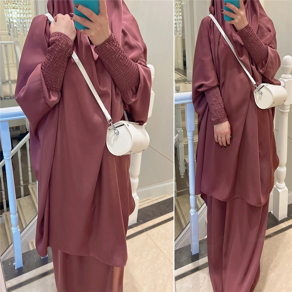 Khimar Abaya 2 Piece Set Elegant Modest Muslim Dress