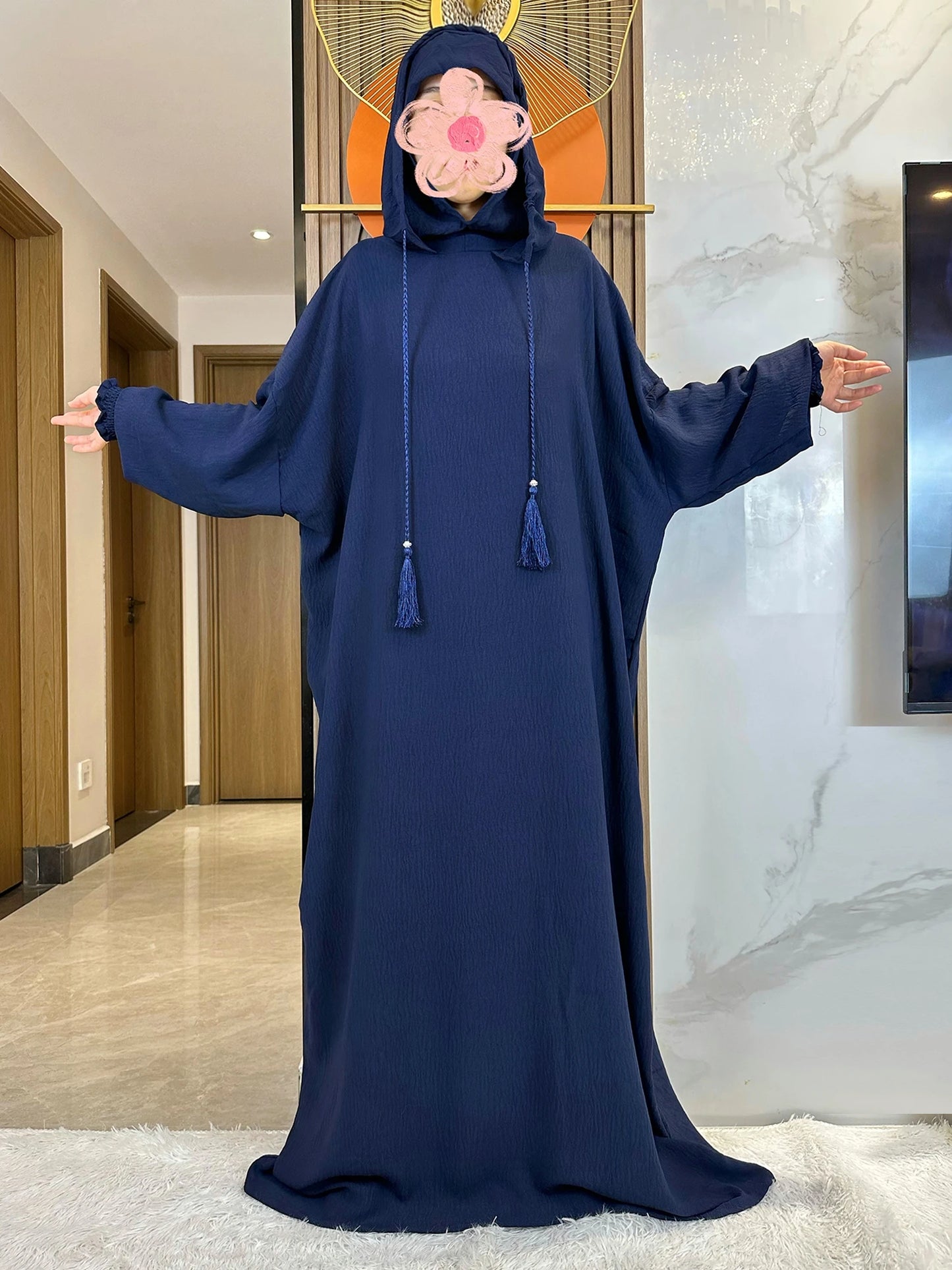 Cotton Abaya Maxi Dress with Hood