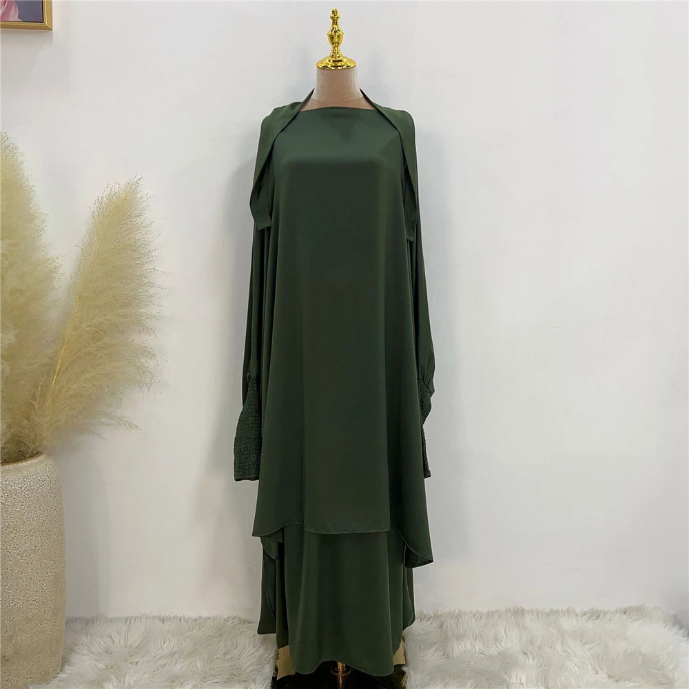 Khimar Abaya 2 Piece Set Elegant Modest Muslim Dress
