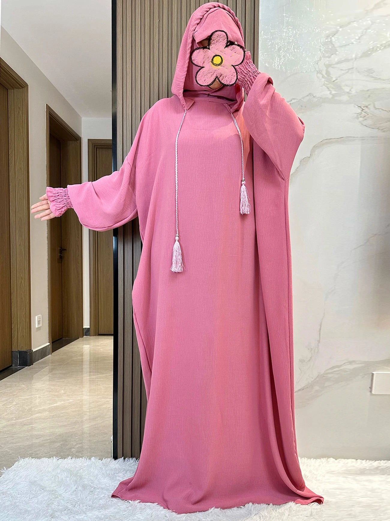 Cotton Abaya Maxi Dress with Hood