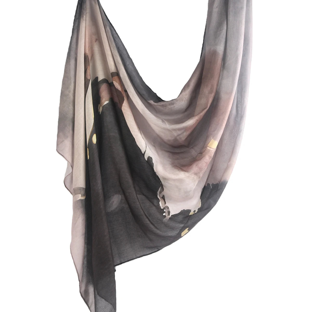 Brushstroke Bloom Hijab - Watercolor Print Breathable Scarf