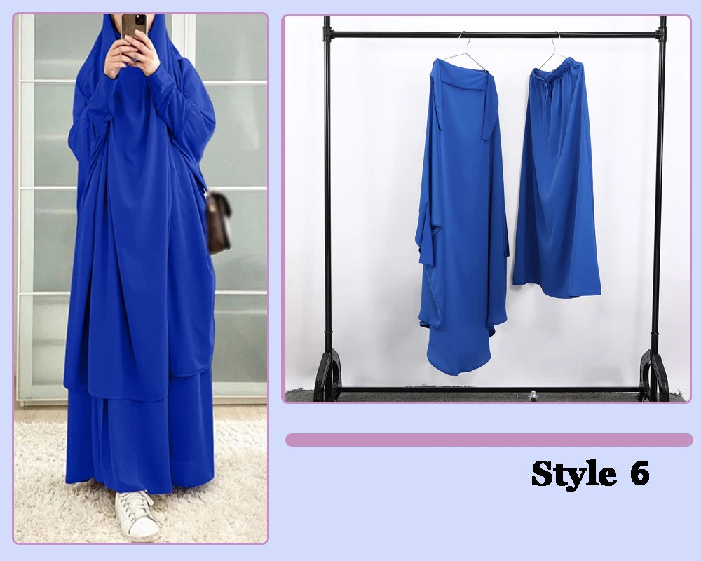 Khimaar Abayah Full Cover 2 Piece Set Muslim Dress