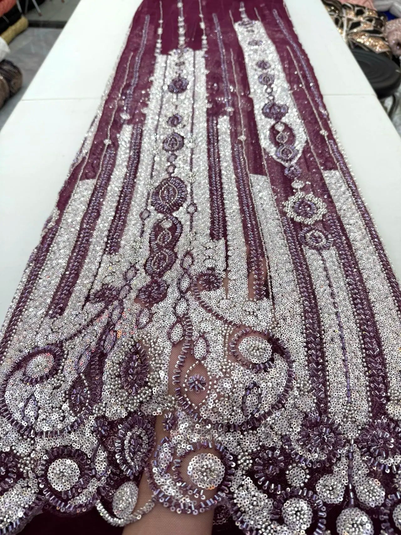 African Nigerian High-Quality Sequins Beads Stone Prom Dresses