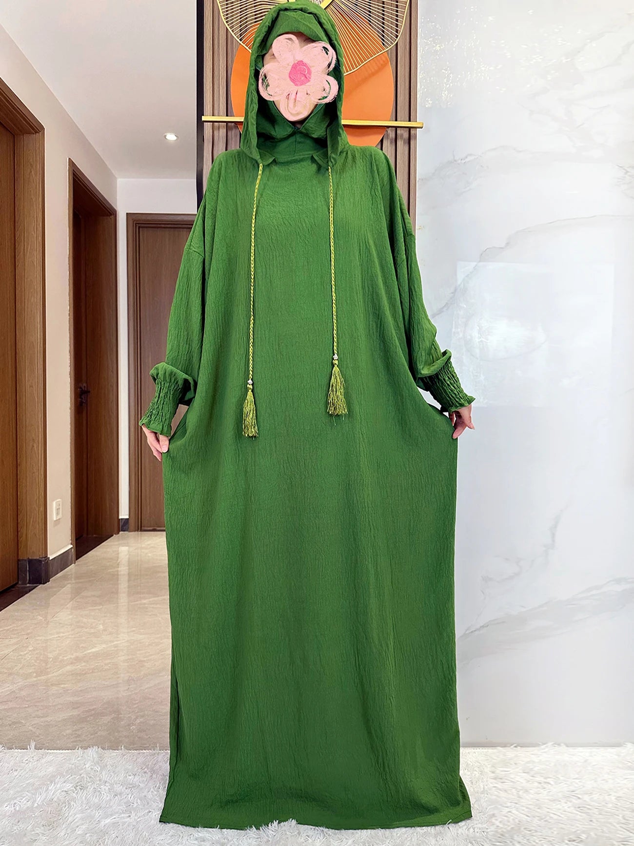 Cotton Abaya Maxi Dress with Hood