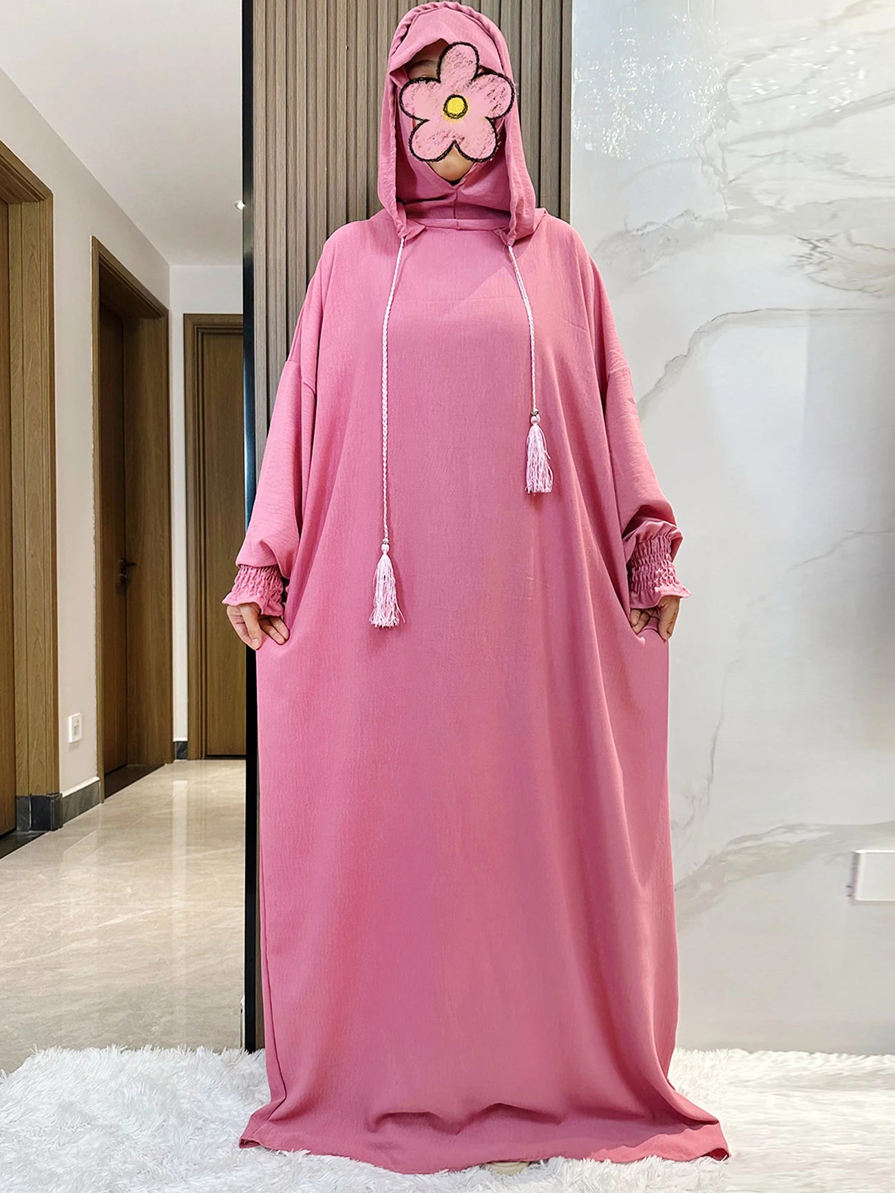 Cotton Abaya Maxi Dress with Hood