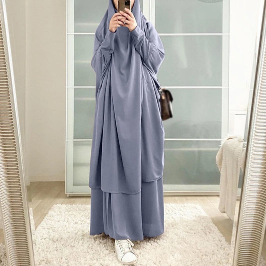 Khimaar Abayah Full Cover 2 Piece Set Muslim Dress