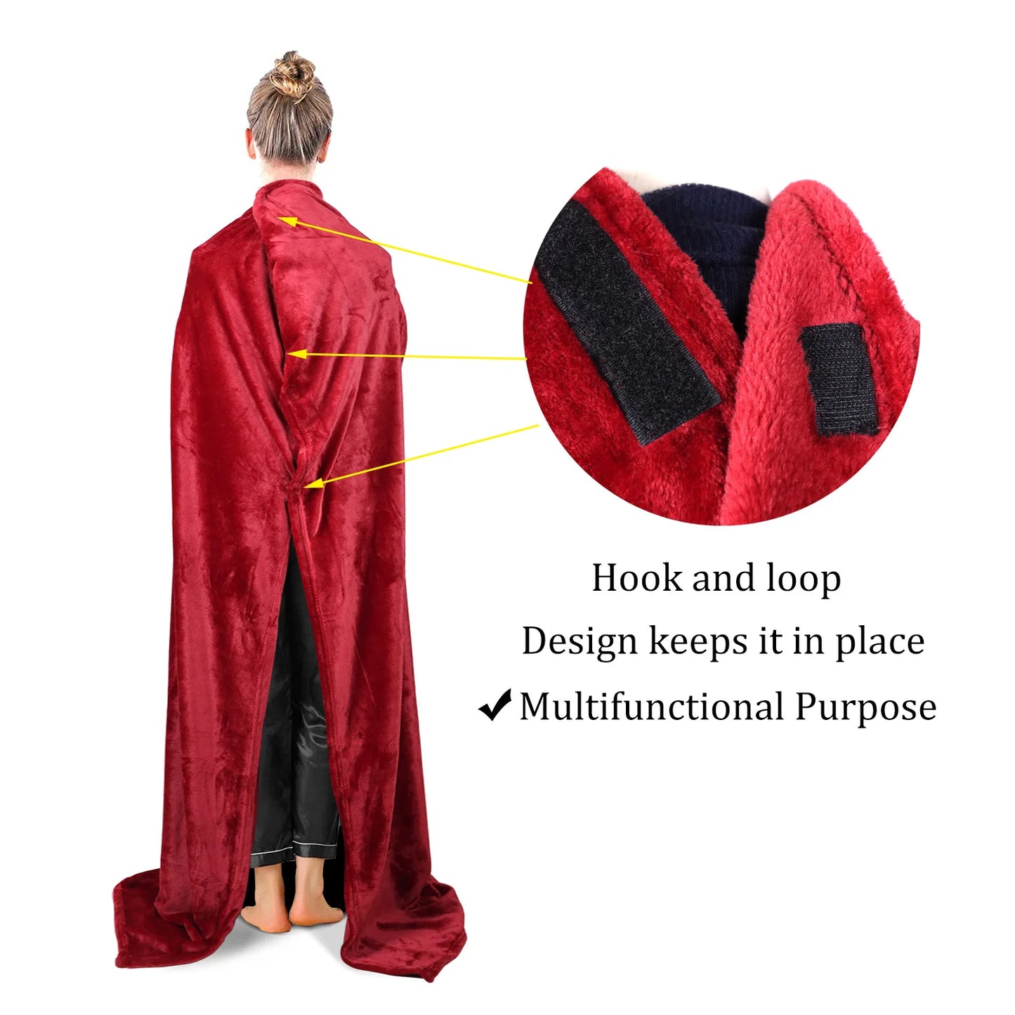 Flannel Lazy Sleeve Blanket with Pockets