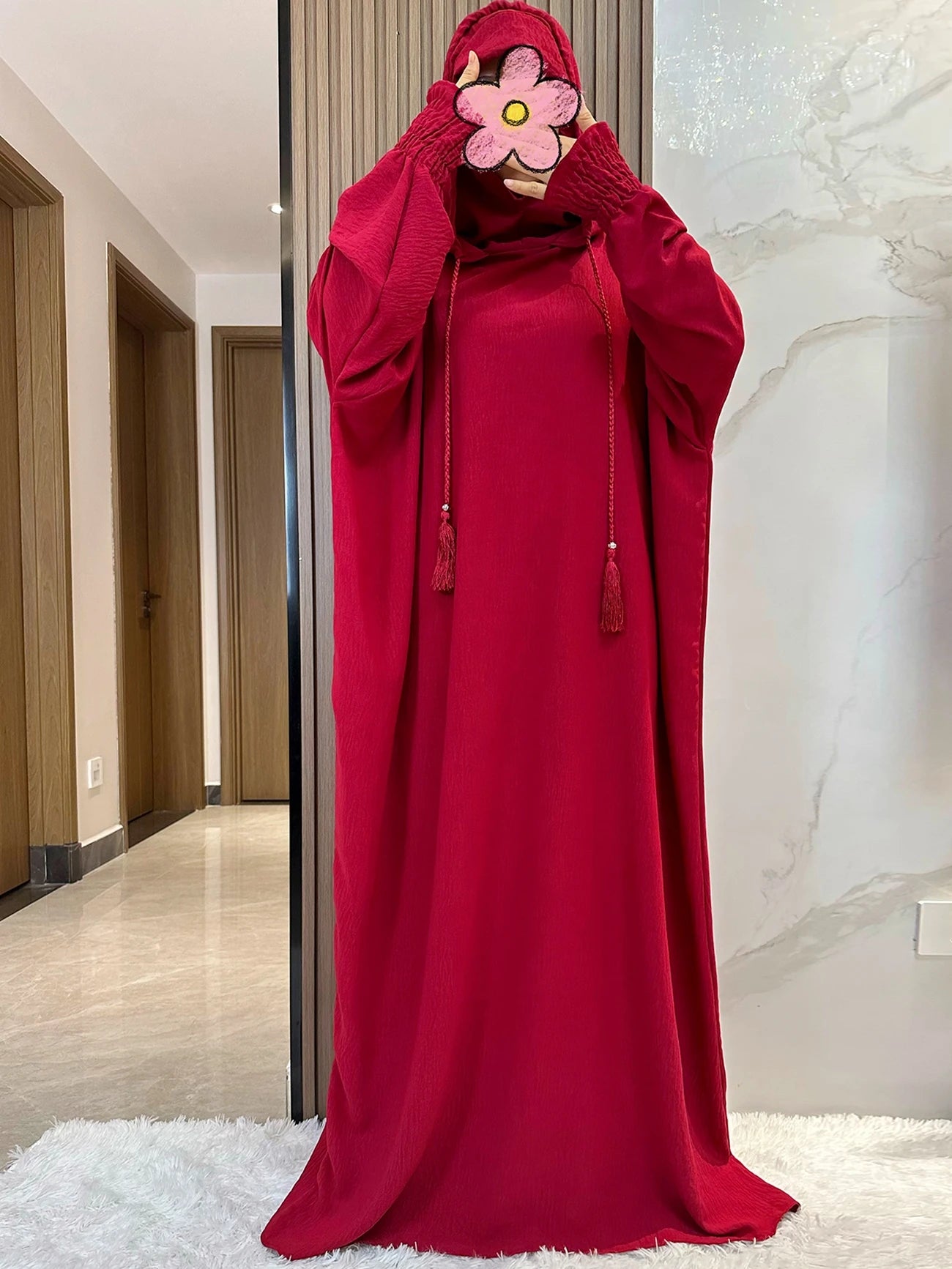 Cotton Abaya Maxi Dress with Hood