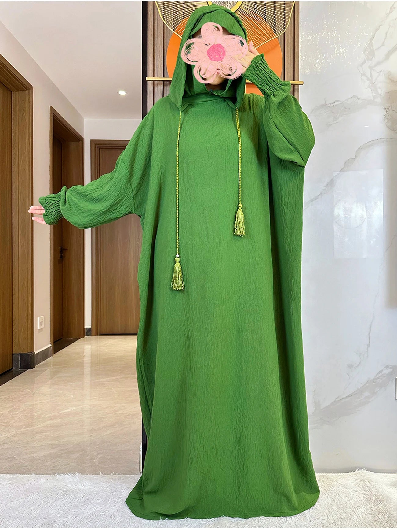 Cotton Abaya Maxi Dress with Hood
