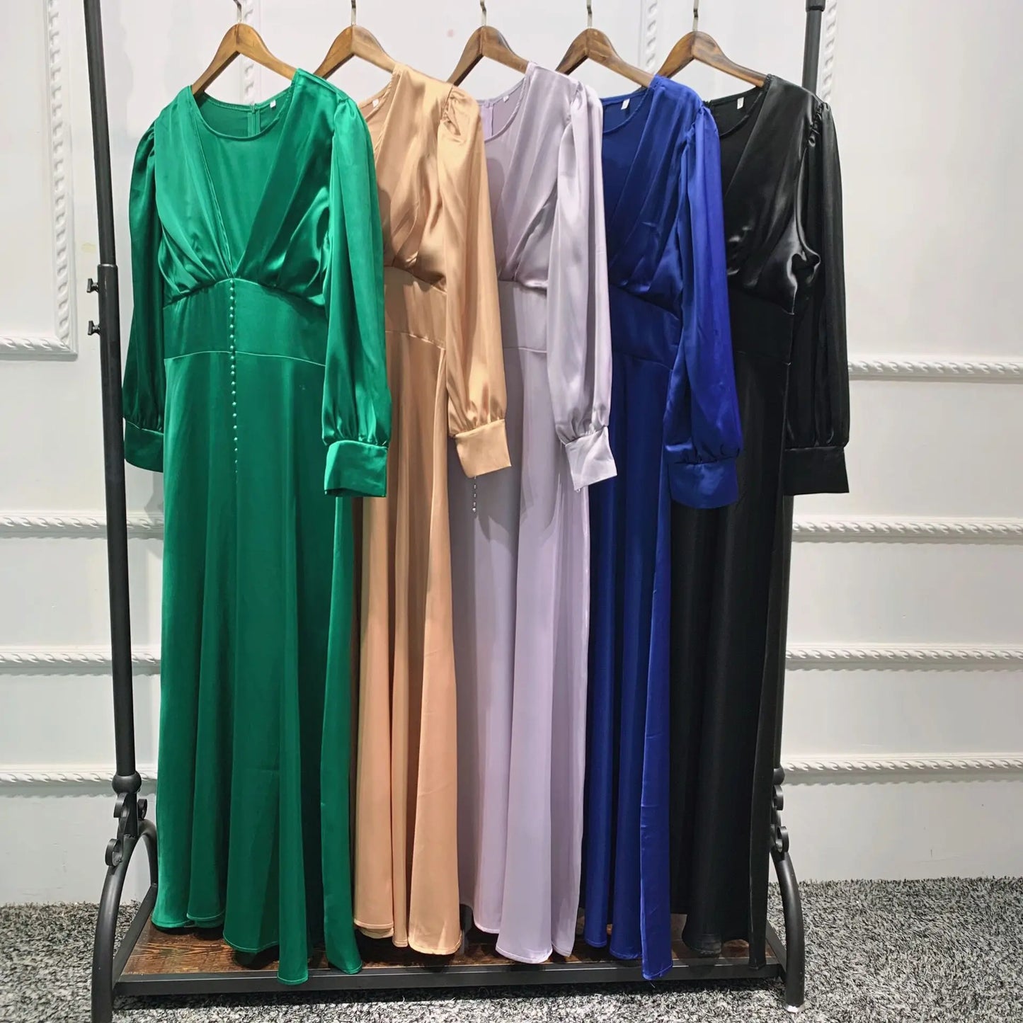 Elegant Satin Kaftan Abaya – Long Sleeve Modest Dress