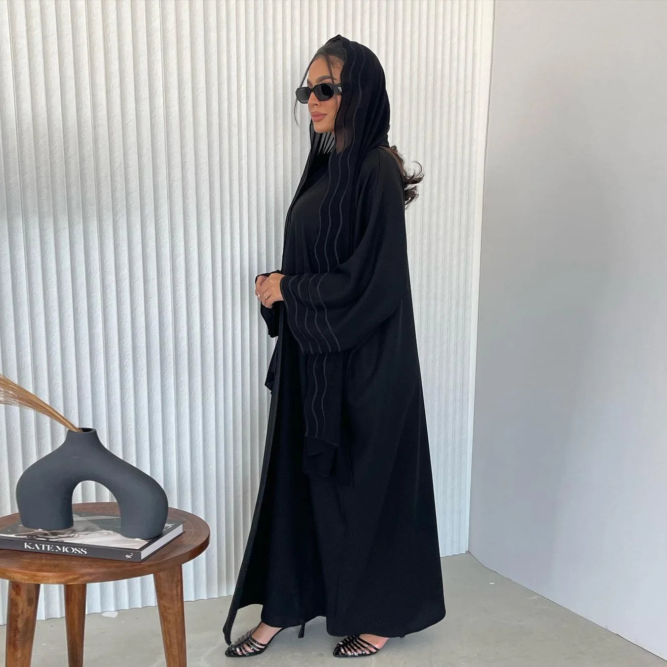 Open Abaya Dubai Style with Scarf