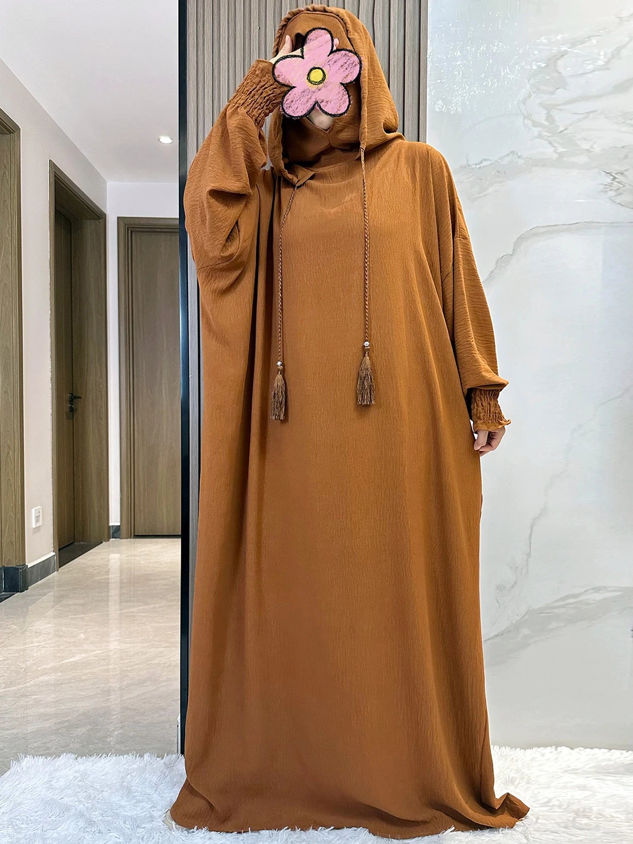 Cotton Abaya Maxi Dress with Hood