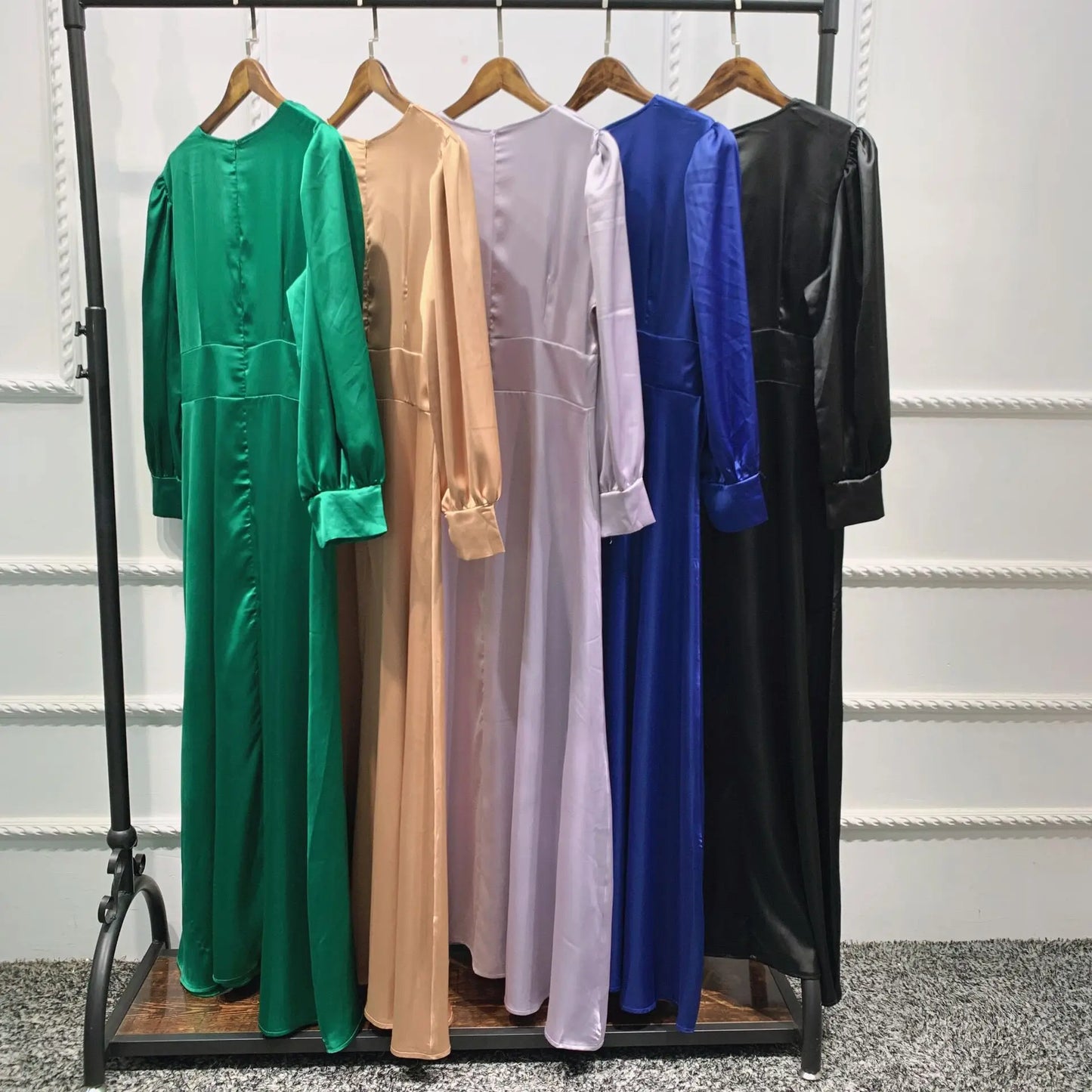 Elegant Satin Kaftan Abaya – Long Sleeve Modest Dress