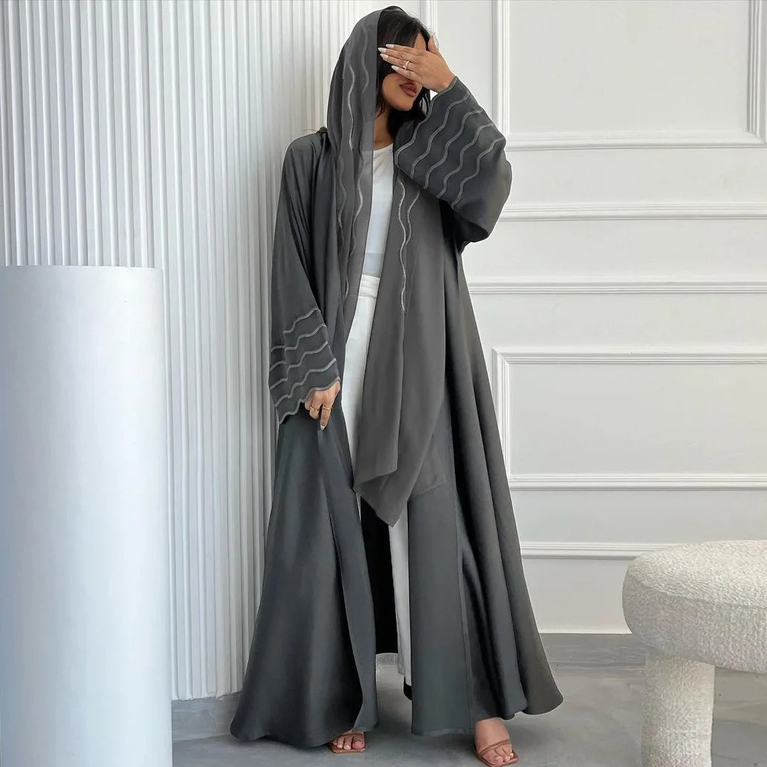 Open Abaya Dubai Style with Scarf