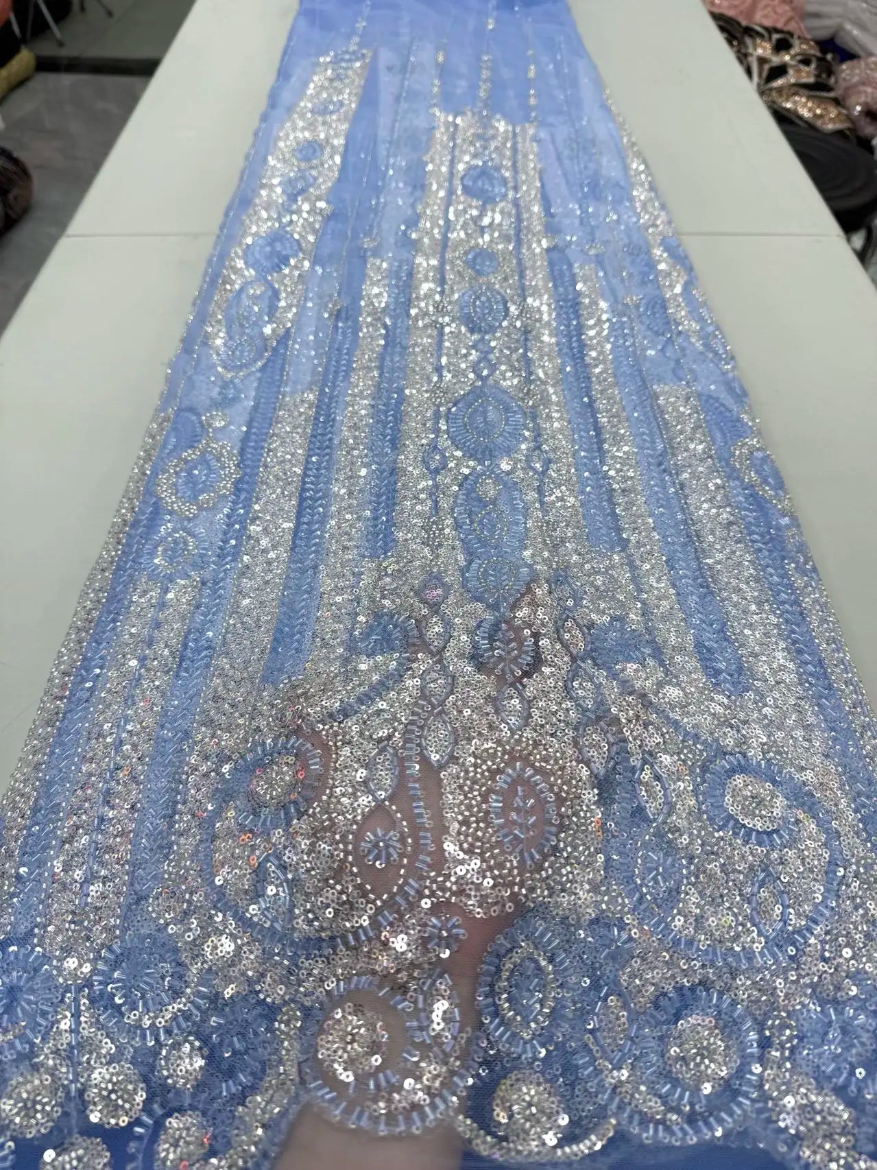 African Nigerian High-Quality Sequins Beads Stone Prom Dresses