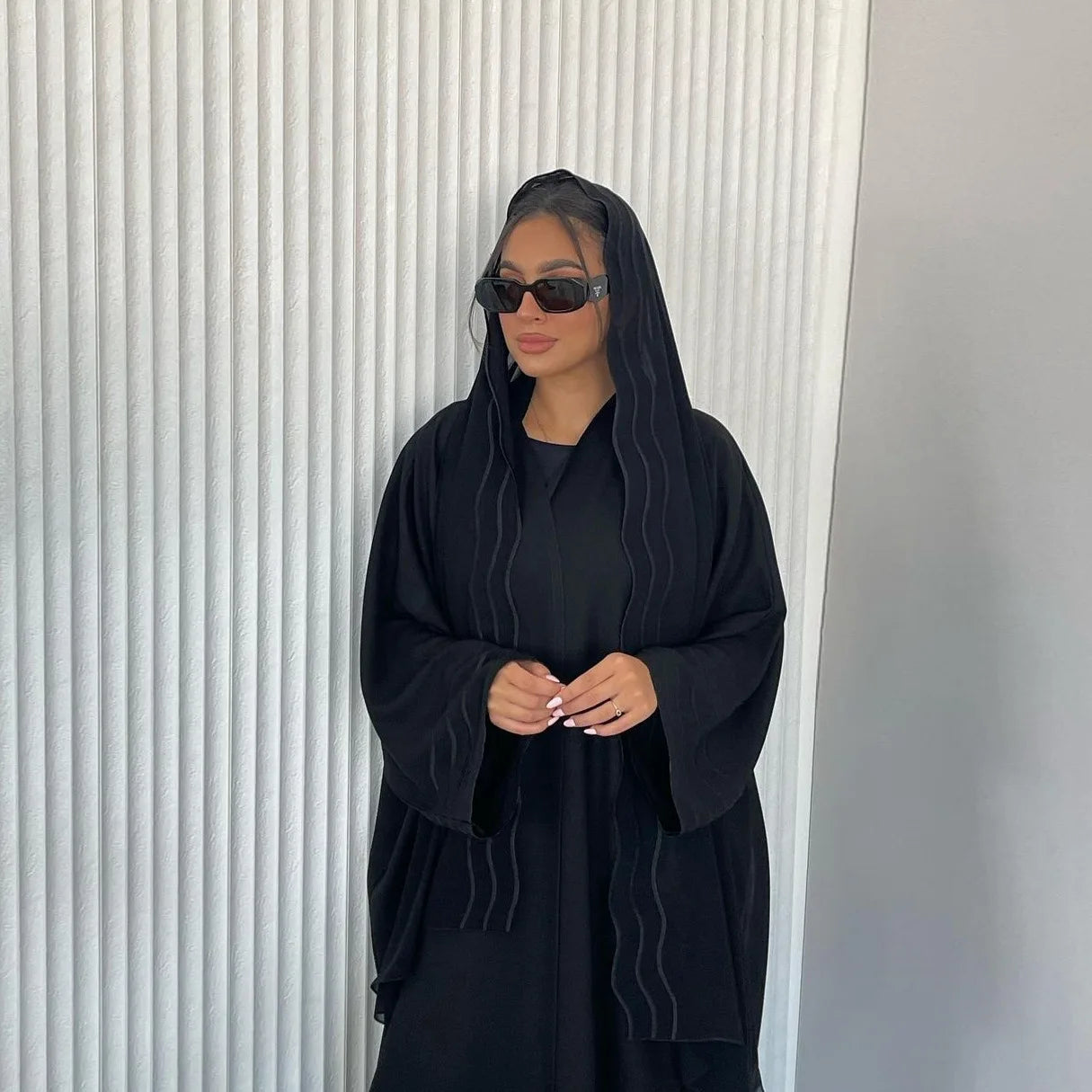 Open Abaya Dubai Style with Scarf