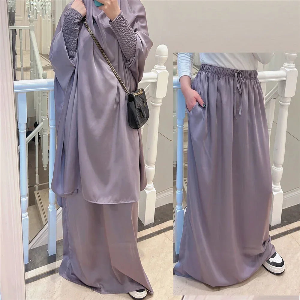 Khimar Abaya 2 Piece Set Elegant Modest Muslim Dress
