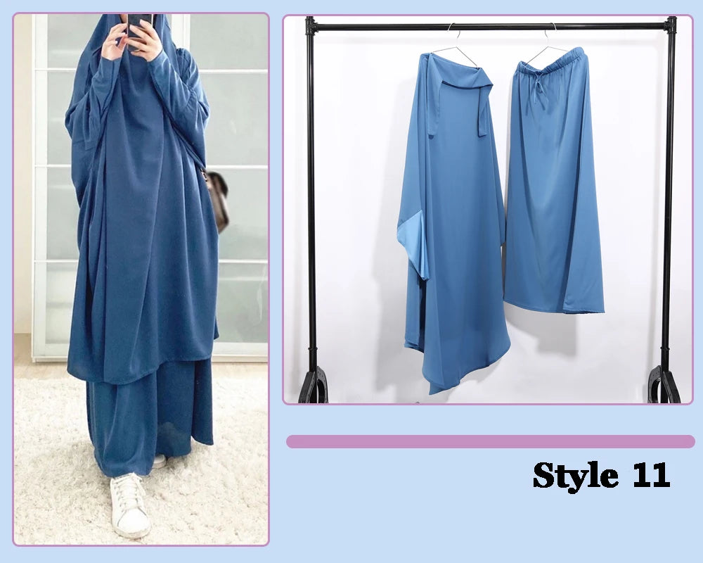 Khimaar Abayah Full Cover 2 Piece Set Muslim Dress