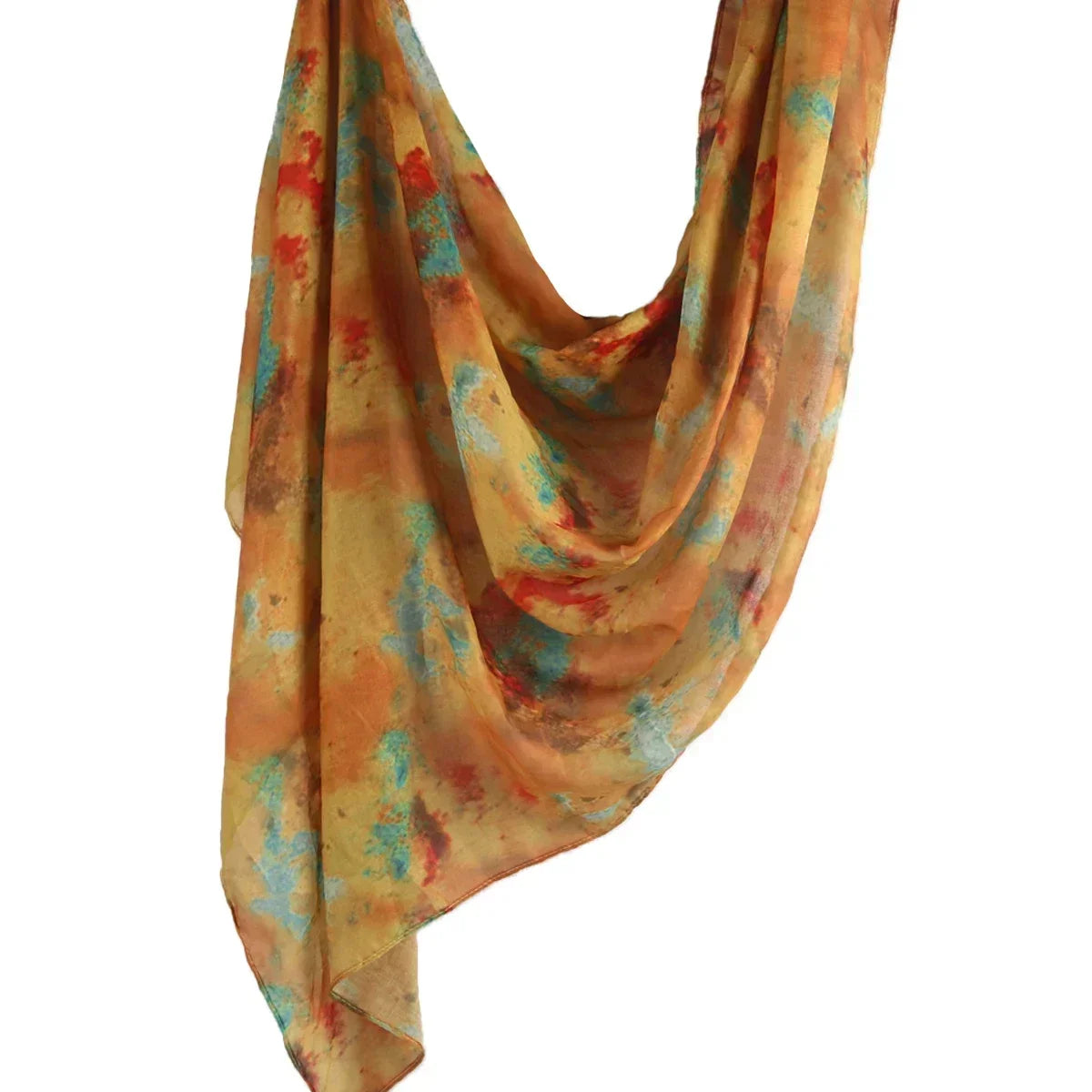 Brushstroke Bloom Hijab - Watercolor Print Breathable Scarf