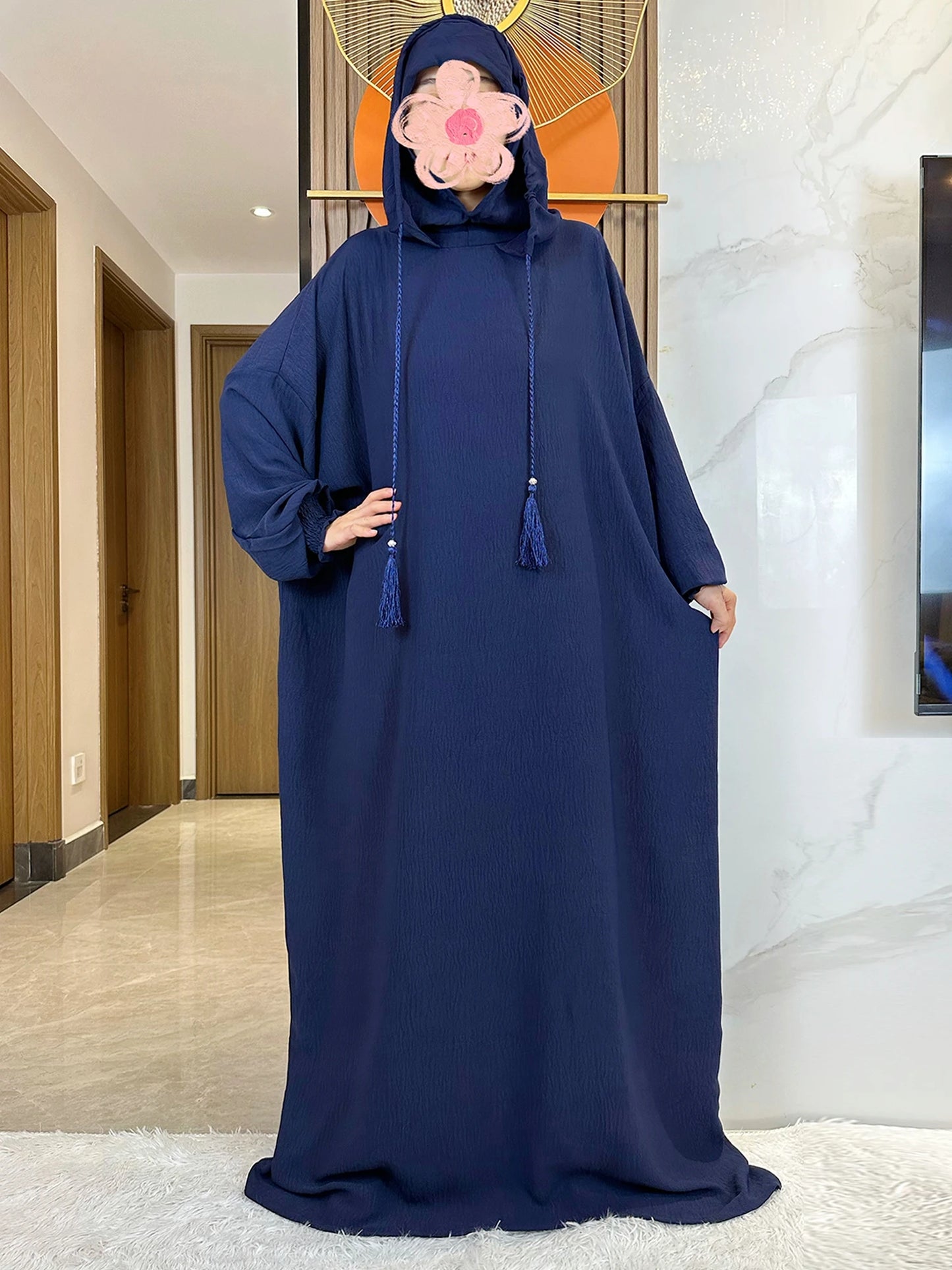 Cotton Abaya Maxi Dress with Hood