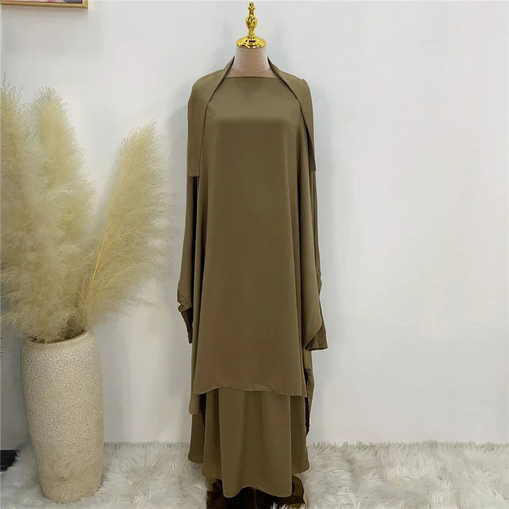 Khimar Abaya 2 Piece Set Elegant Modest Muslim Dress