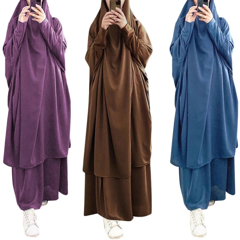 Khimaar Abayah Full Cover 2 Piece Set Muslim Dress