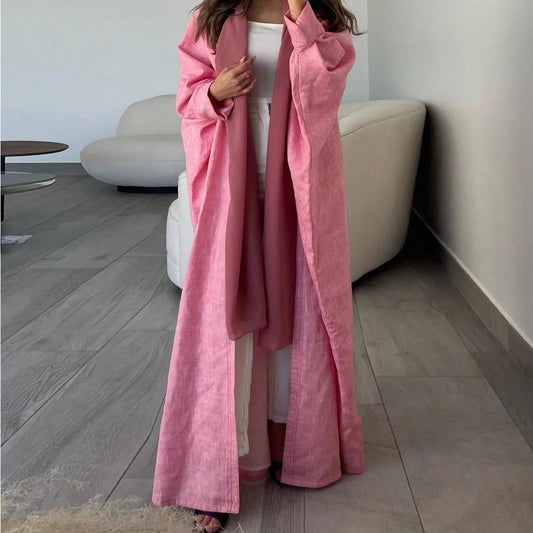 Lina Solid Color Abaya - Classic Open Front Design