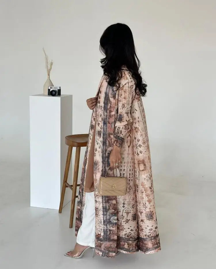2025 abaya Pleated   Collar Long Sleeve miyake Dubai Style robe