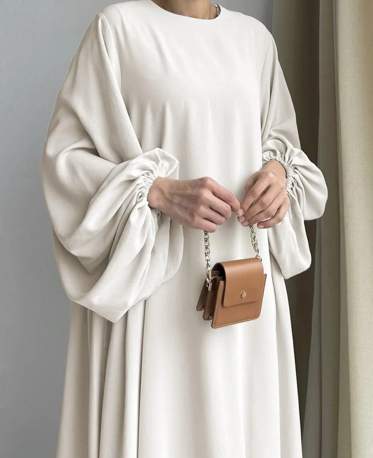 Elegant Solid Color Abaya Dress