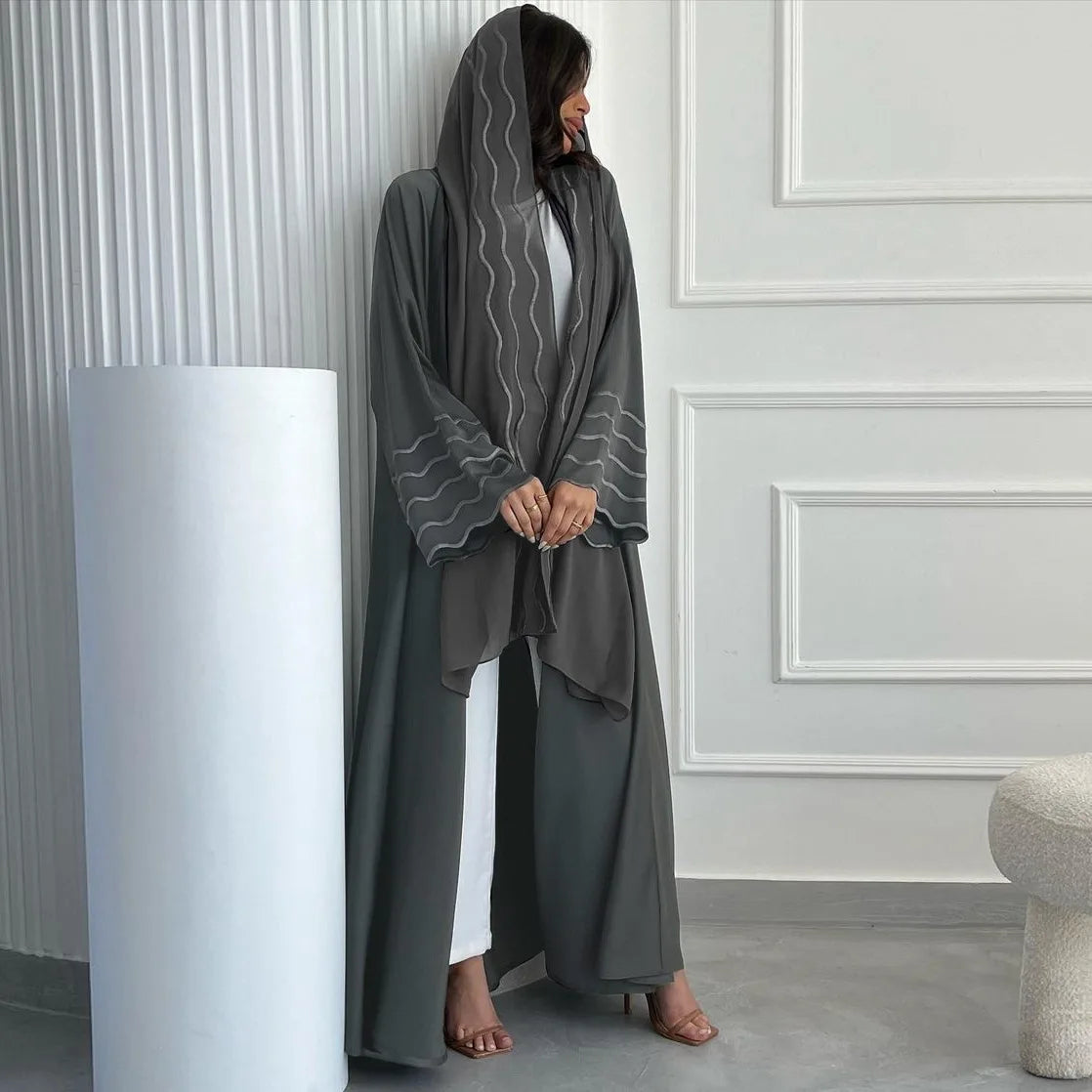Open Abaya Dubai Style with Scarf