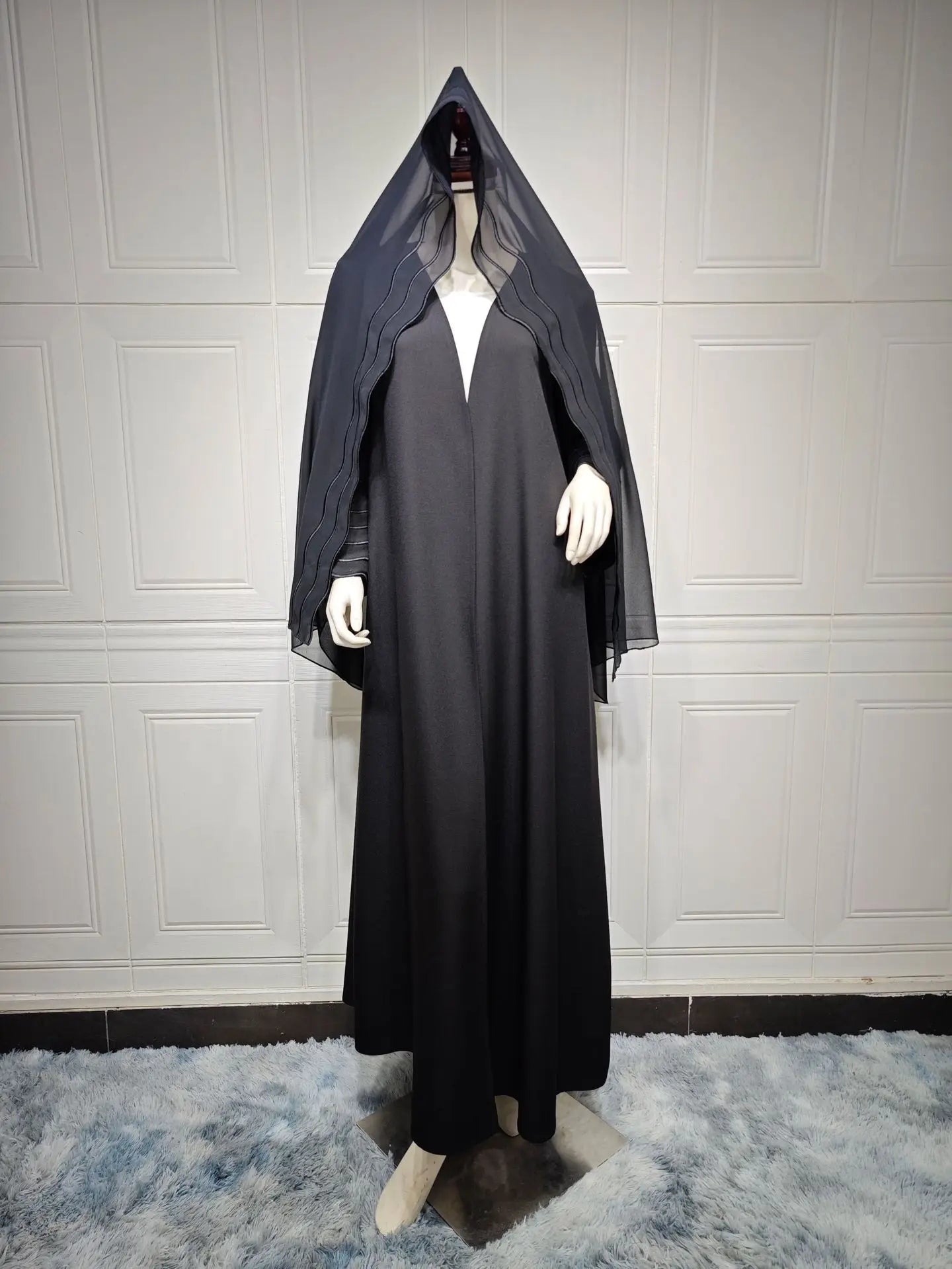 Open Abaya Dubai Style with Scarf