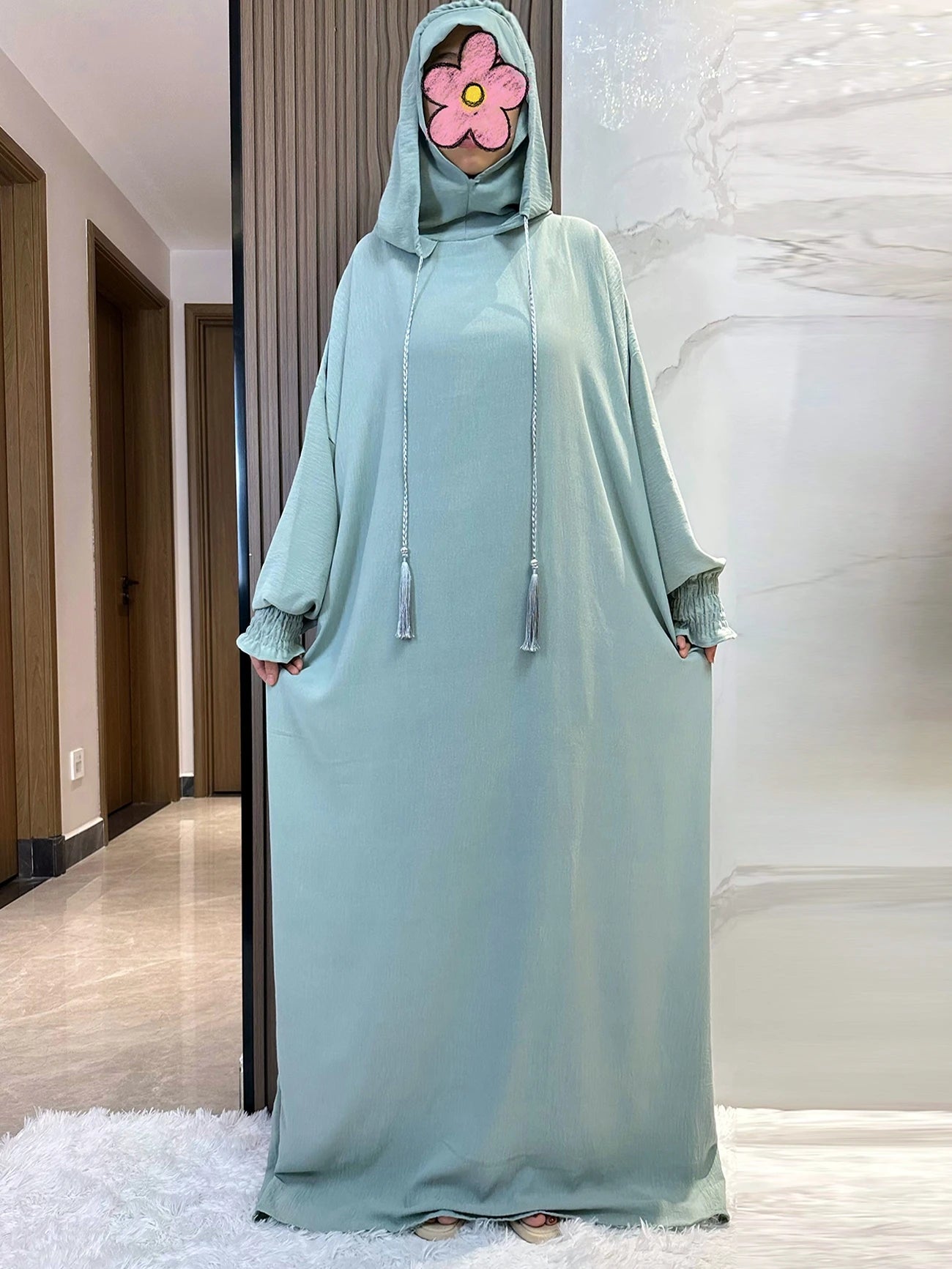 Cotton Abaya Maxi Dress with Hood