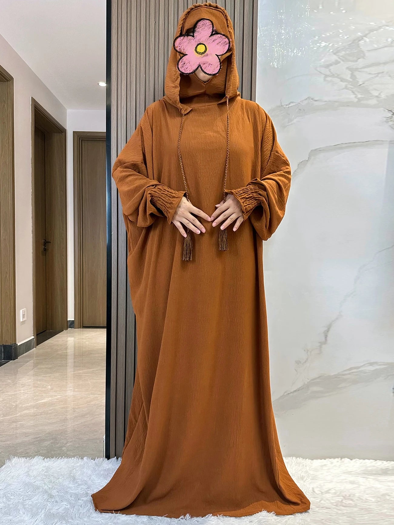Cotton Abaya Maxi Dress with Hood